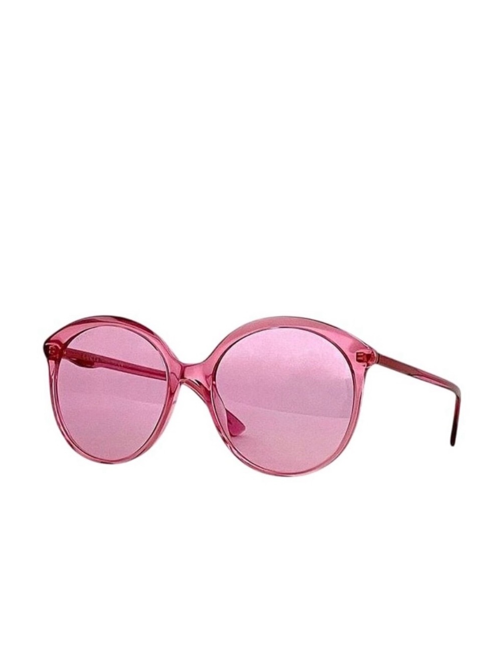 Authentic Gucci Semi-Transparent Round Acetate Sunglasses, Fuchsia